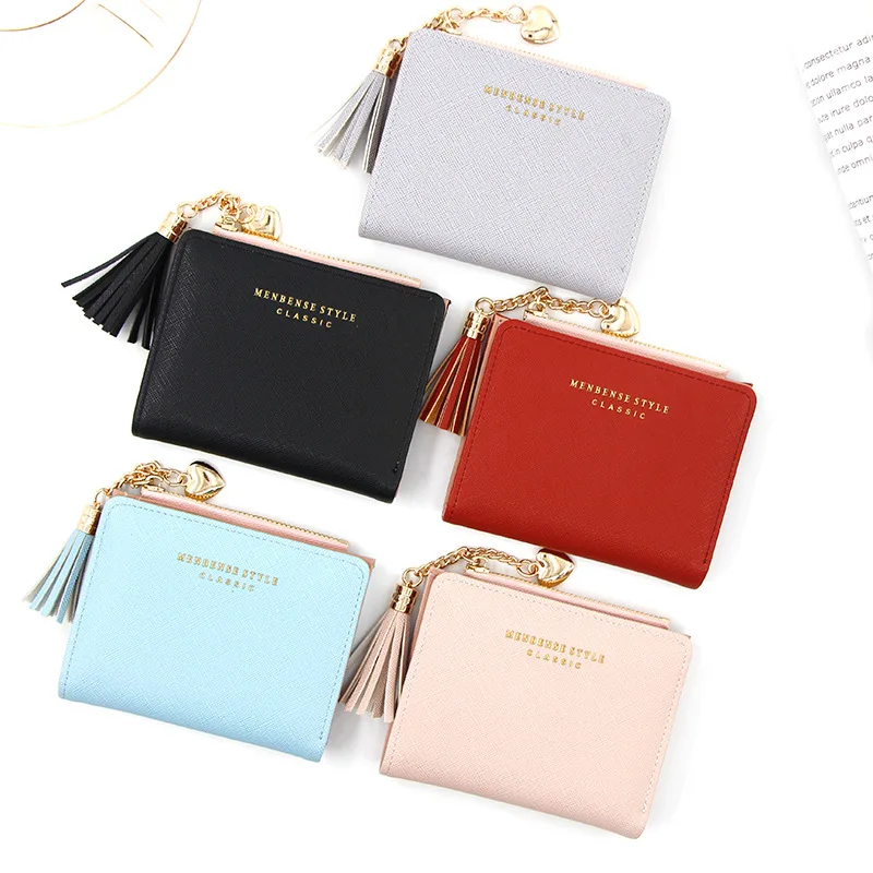 Personalized new short ladies zipper wallet Korean tassel simple wild student coin purse female wallet Short card holder leather, 5 colors
Personalized new short ladies zipper wallet Korean tassel simple wild student coin purse female wallet Short card holder leather, 5 colors