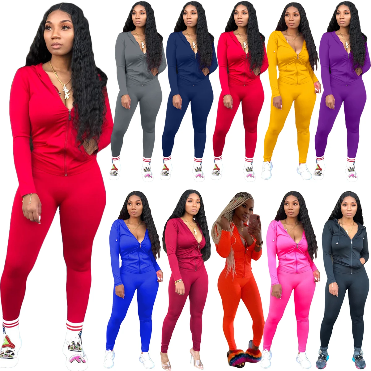 XINYU women sweatsuit 2 piece jogging suits solid color zipper hooded cotton sports two piece pants set tracksuits for woman
XINYU women sweatsuit 2 piece jogging suits solid color zipper hooded cotton sports two piece pants set tracksuits for woman