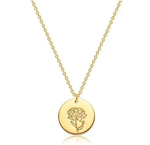 Classic Tiny Jewelry Stainless Steel 18k Gold Plated Disc Charm Necklace Rose Necklace Birth Flower Necklace
Classic Tiny Jewelry Stainless Steel 18k Gold Plated Disc Charm Necklace Rose Necklace Birth Flower Necklace