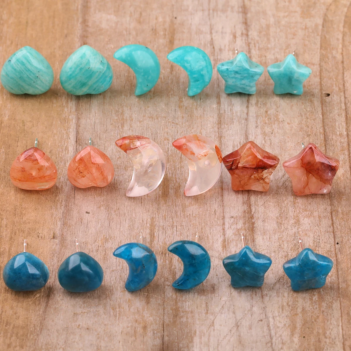 Boho Style Natural Stone Sterling Silver Earrings Wholesale Healing Crystal Heart Star Moon Shape Women Earring
Boho Style Natural Stone Sterling Silver Earrings Wholesale Healing Crystal Heart Star Moon Shape Women Earring