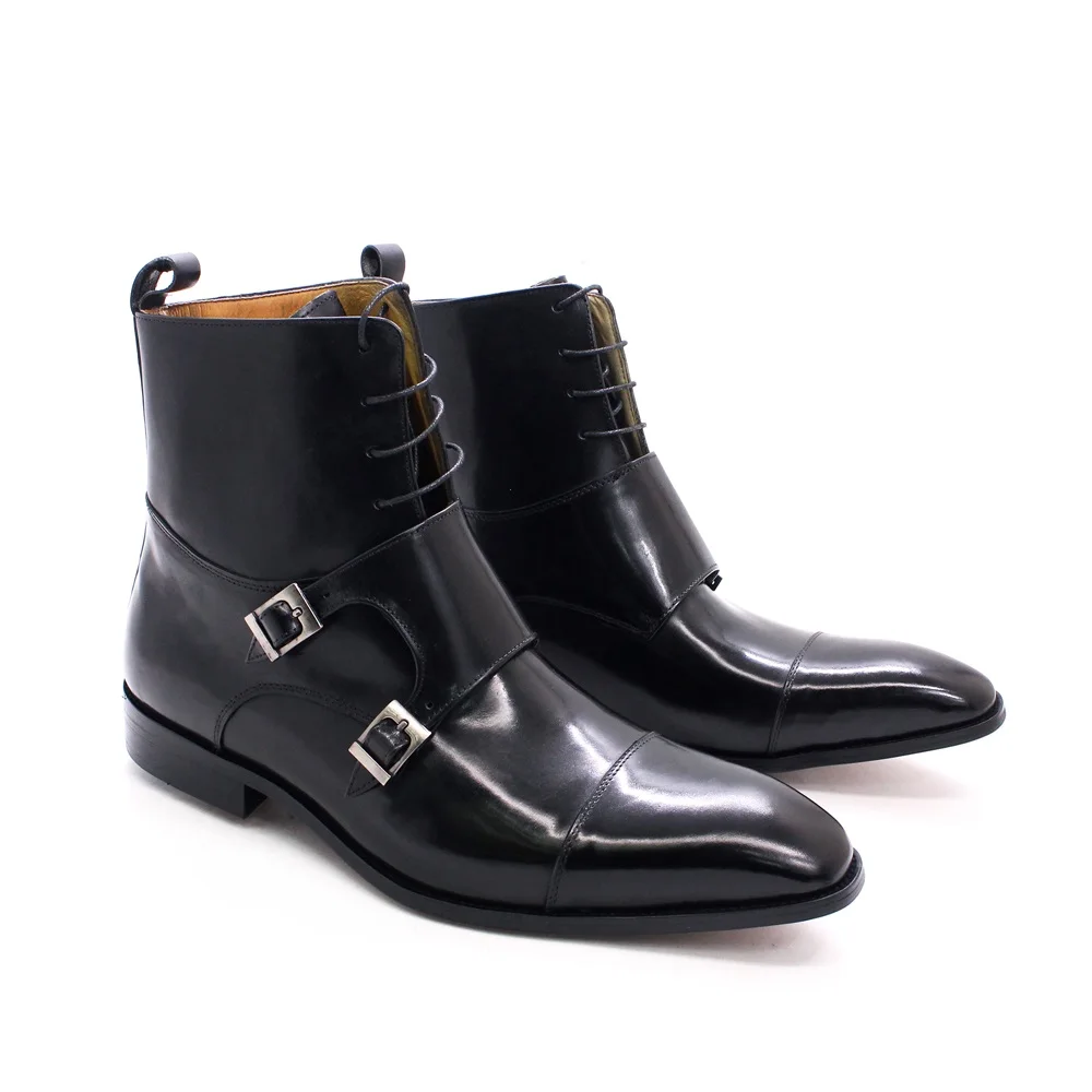 New arrival monk strap Cow leather long men's boots lace-up dress derby shoes for party wedding, Black, brown
New arrival monk strap Cow leather long men's boots lace-up dress derby shoes for party wedding, Black, brown