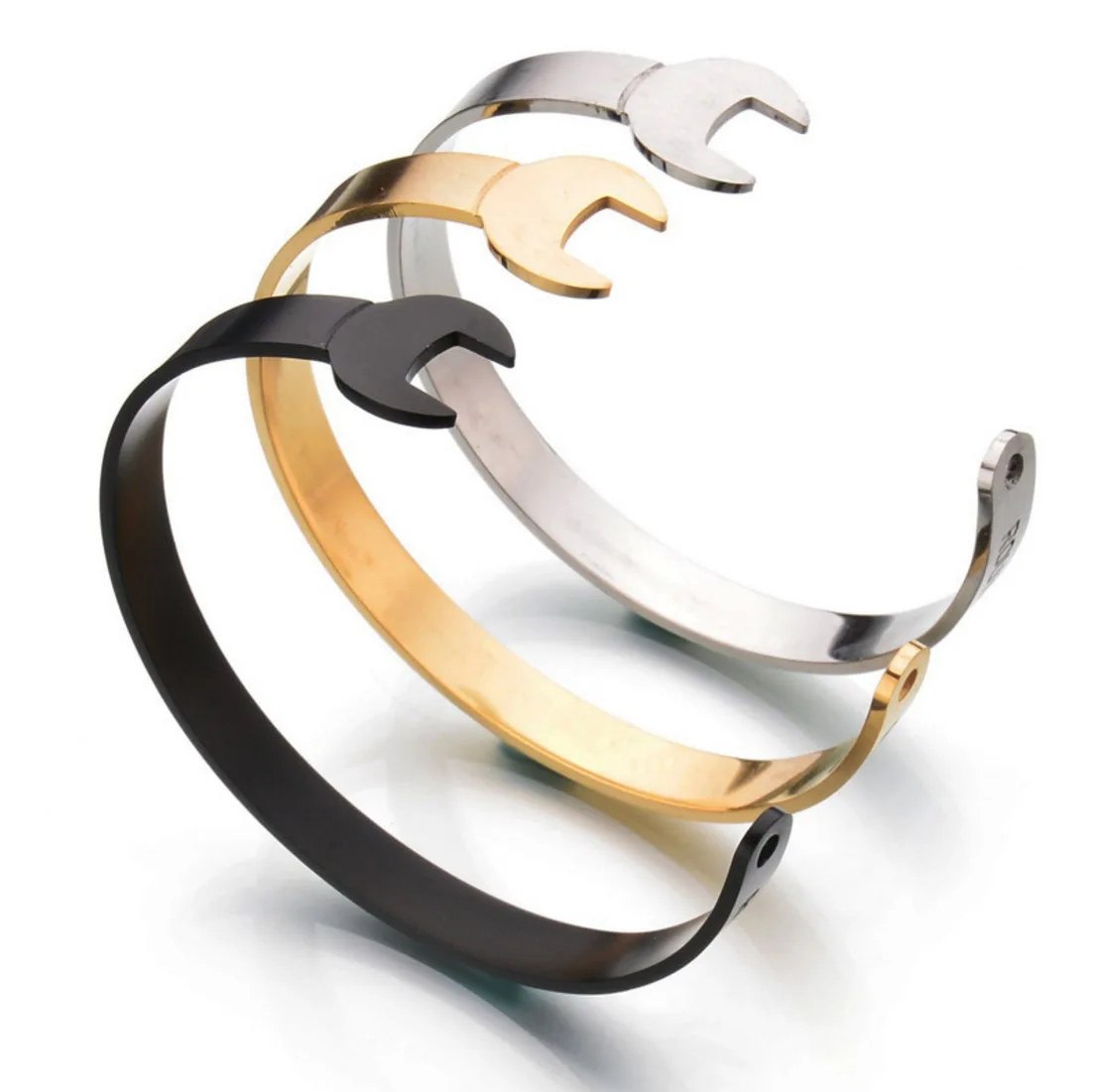 High quality fashion mens jewelry punk tools wrench stainless steel spanner bracelet, Gold color
High quality fashion mens jewelry punk tools wrench stainless steel spanner bracelet, Gold color