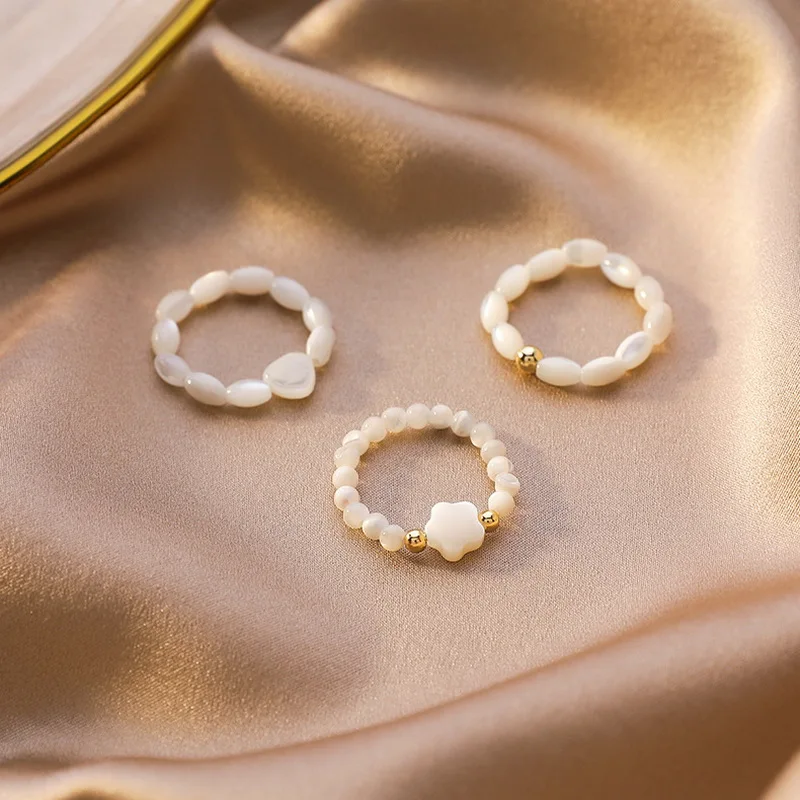 2021New Shell Heart Flower Round Ball Beaded Ring Fashion Adjustable Finger Ring Jewelry For Women Girl, Picture shows
2021New Shell Heart Flower Round Ball Beaded Ring Fashion Adjustable Finger Ring Jewelry For Women Girl, Picture shows