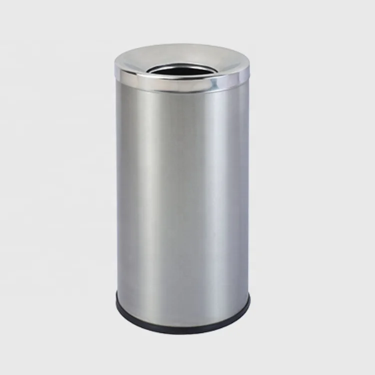 MAX round open top stainless steel shopping mall rubbish bin and dustbin for hotel trash bin
