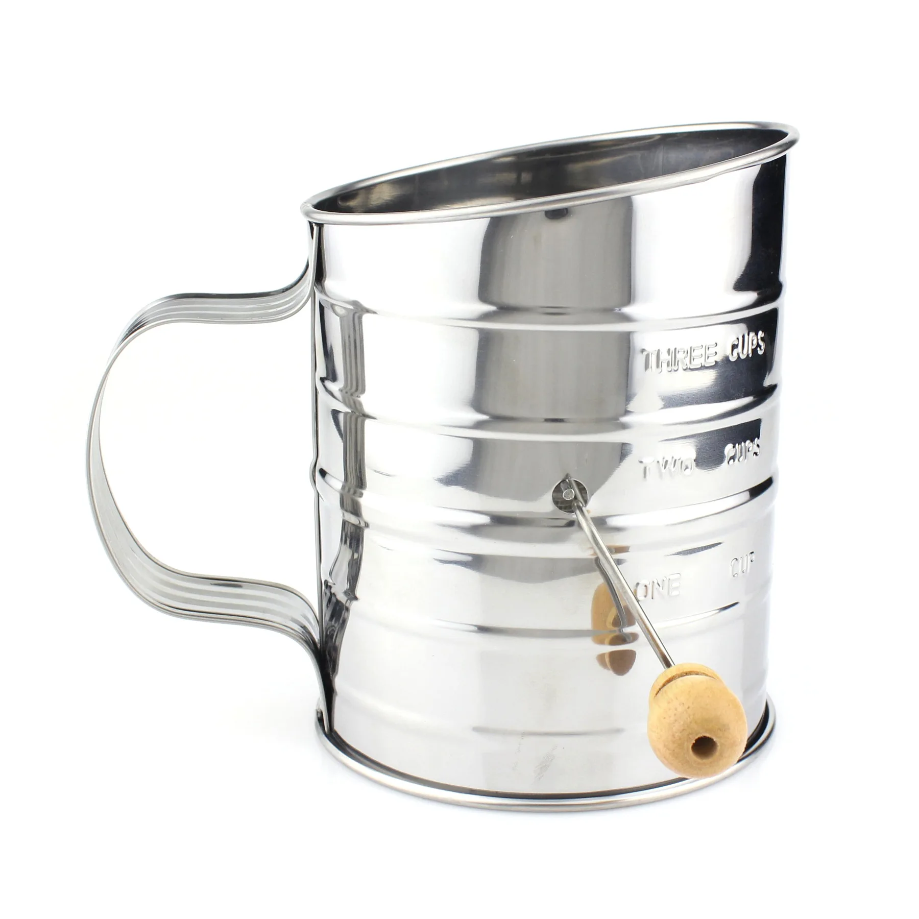Baking Tool Stainless Steel Cup Type Flour Sifter Large Oblique Single-Layer Mesh Hand-Operated with Scale Strainer
Baking Tool Stainless Steel Cup Type Flour Sifter Large Oblique Single-Layer Mesh Hand-Operated with Scale Strainer