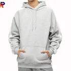 Wholesale high quality mens eco friendly fabric 52% polyester and 48% cotton plain causal hoodie