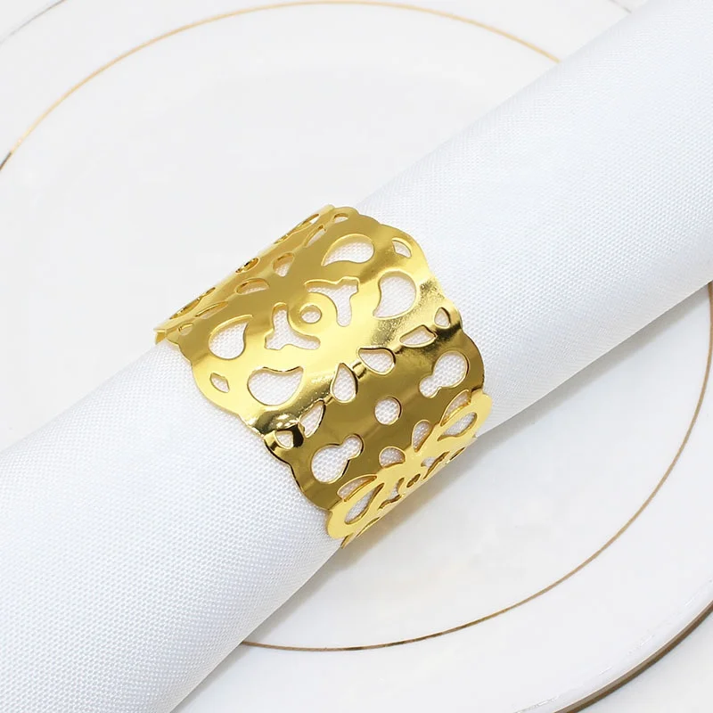 

Gold Napkin Ring Holders for Dining Anniversary Birthday Christmas Candlelight Dinner Holiday Party of Table Setting HWM206