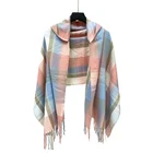 Custom acrylic knitted scarf women acryl with cap scarf knitting pattern stripe scarfs