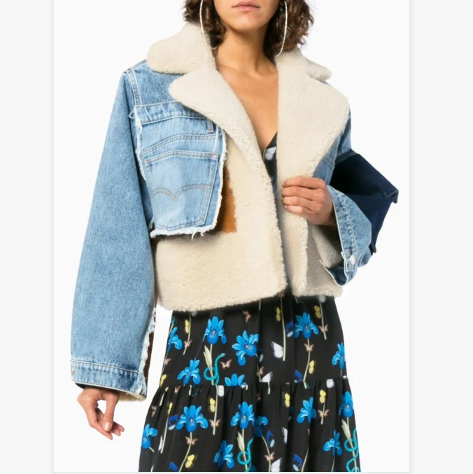 KW8 Denim patchwork jacket winter clothing new lamb thickened short motorcycle cotton padded jacket woman
KW8 Denim patchwork jacket winter clothing new lamb thickened short motorcycle cotton padded jacket woman