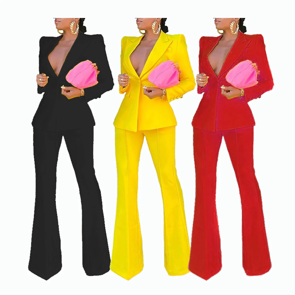 Ladies Women Blazer Suits 2 Two Piece Set 2021 Fall New Women Clothing Solid Color Sexy Slim Fit Blazer Flare Pants Two Pieces
Ladies Women Blazer Suits 2 Two Piece Set 2021 Fall New Women Clothing Solid Color Sexy Slim Fit Blazer Flare Pants Two Pieces