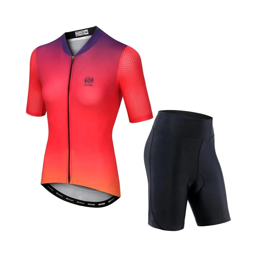 Hot selling summer bike jersey women polyester bicycle wear soft absorb sweat shorts cycling set, Red
Hot selling summer bike jersey women polyester bicycle wear soft absorb sweat shorts cycling set, Red