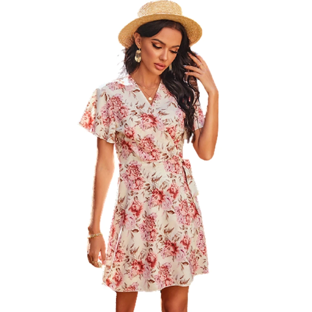 wholesale 2021 new spring V-neck loose A-line medium long print dress women, Pink
wholesale 2021 new spring V-neck loose A-line medium long print dress women, Pink