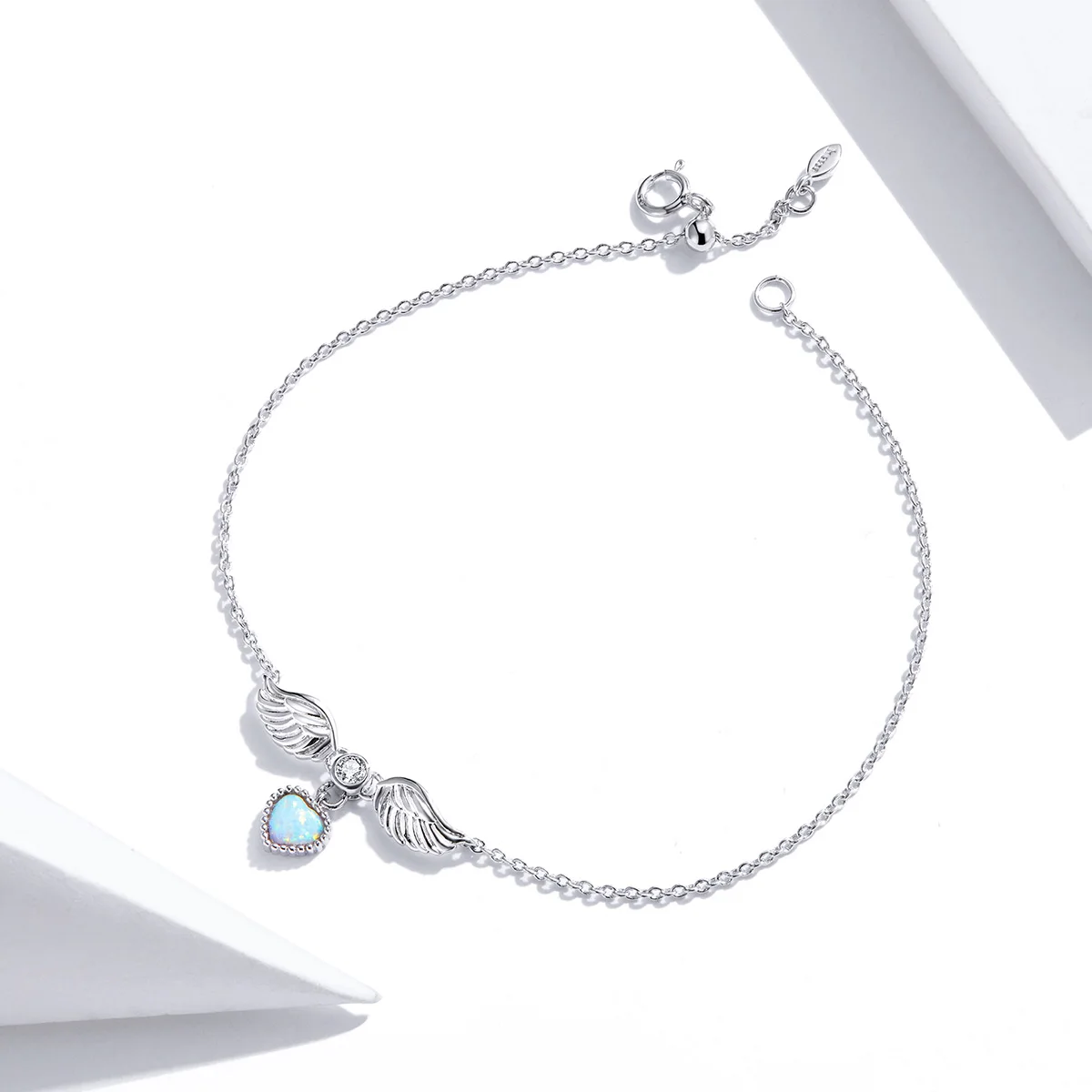 High Quality 925 Sterling Silver Angel Wings Link Chain Opal Heart Pendant Bracelets Woman
High Quality 925 Sterling Silver Angel Wings Link Chain Opal Heart Pendant Bracelets Woman