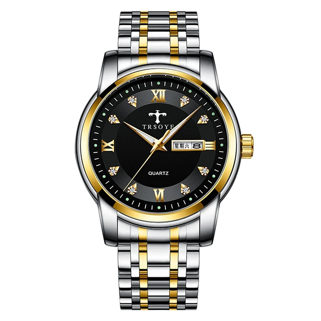 

Wristwatches Factory Wholesale Manufacturing Fashion Luxury Water Resistant Custom Watches With Great Cheap Price TRSOYE TRS838, Black
