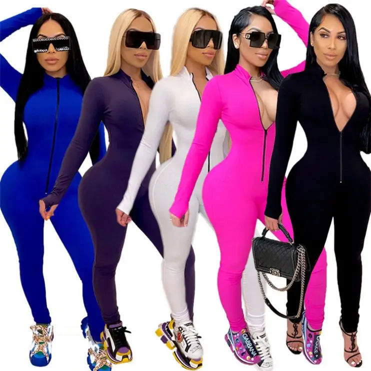 08110NB 2020 Autumn Winter New Solid Color Sexy Bodycon Jumpduit Deep V Neck Zip Sports Women One Piece Jumpsuits And Rompers
08110NB 2020 Autumn Winter New Solid Color Sexy Bodycon Jumpduit Deep V Neck Zip Sports Women One Piece Jumpsuits And Rompers