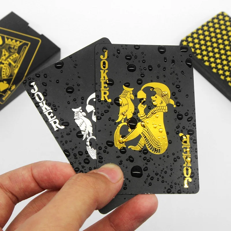 Factory Wholesale Black Plastic Magic Playing Cards PVC Waterproof Poker Cards With Flexible Plastic PVC Classic Trick Cards, Gold & red & blue
Factory Wholesale Black Plastic Magic Playing Cards PVC Waterproof Poker Cards With Flexible Plastic PVC Classic Trick Cards, Gold & red & blue