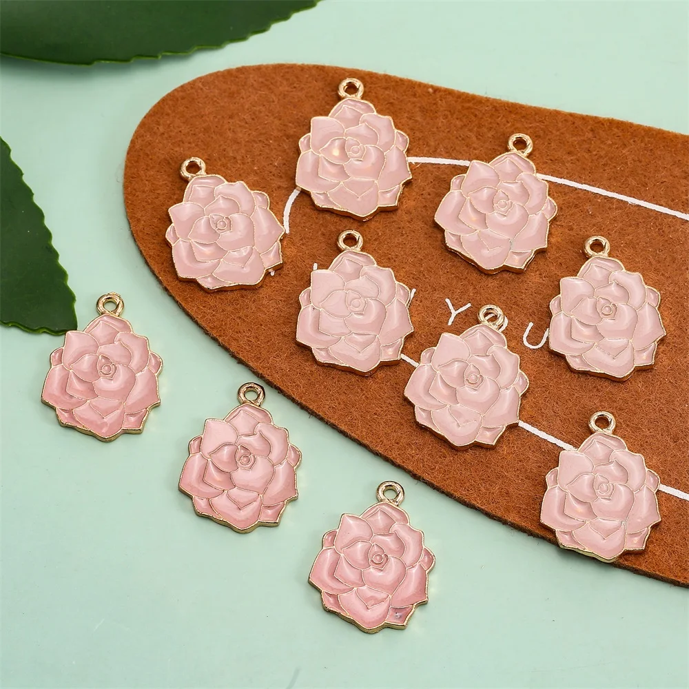 Pink Rose flower pendant accessories alloy oil dripping exquisite diy hand-made earrings necklace for ladies holiday gifts, As shown
Pink Rose flower pendant accessories alloy oil dripping exquisite diy hand-made earrings necklace for ladies holiday gifts, As shown