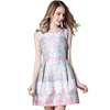 Sweet Cascading Ruffle Colorful Print Summer One Piece Sleeveless Prom Tube Dress