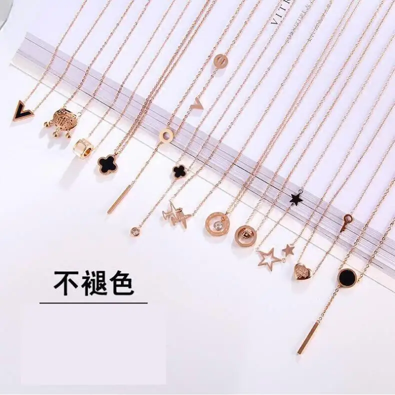 New micro-inlaid zircon clavicle chain Korean fashion simple style titanium steel necklaces wholesale
New micro-inlaid zircon clavicle chain Korean fashion simple style titanium steel necklaces wholesale