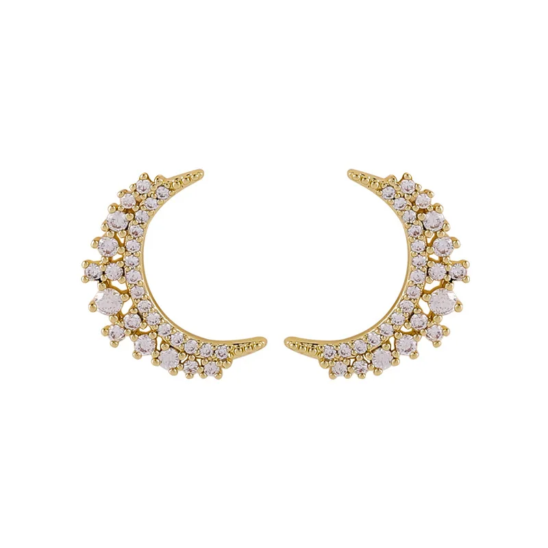 Hot Sale Design 18K Gold Plated Rhinestone Earring Zircon CZ Micro Paved Moon Shapes Stud Earrings, Gold/silver
Hot Sale Design 18K Gold Plated Rhinestone Earring Zircon CZ Micro Paved Moon Shapes Stud Earrings, Gold/silver