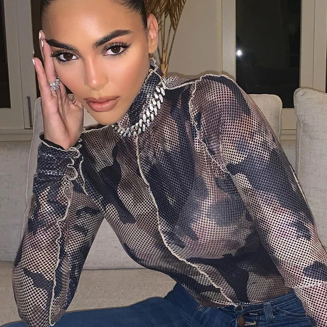 FS2520B Camouflage long sleeve bodycon bodysuit Women sexy mesh stand neck bodysuit Female club bodysuit, Khaki and black
FS2520B Camouflage long sleeve bodycon bodysuit Women sexy mesh stand neck bodysuit Female club bodysuit, Khaki and black