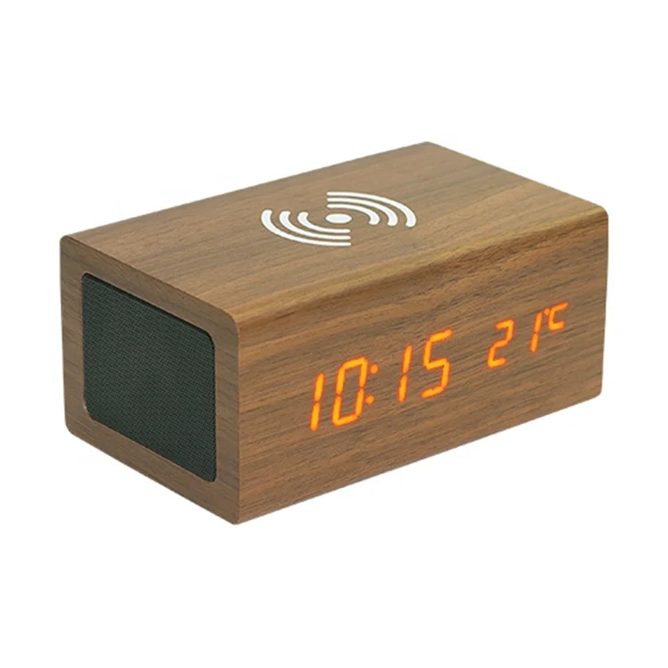Hot sale Mobile phone QI wireless charging Bluetooth speaker desktop led wooden alarm clocks with temperature RED display
Hot sale Mobile phone QI wireless charging Bluetooth speaker desktop led wooden alarm clocks with temperature RED display