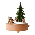 Rotating christmas tree wooden music box christmas music tin customised