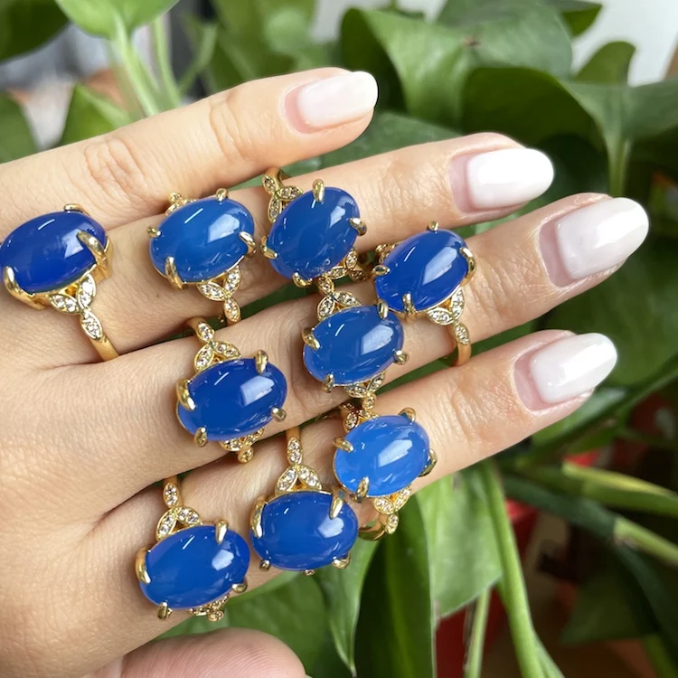 Charm Blue Agate Natural Stone Jade Ring For Women 2021 Rings Accessories Jewelry Wholesale
Charm Blue Agate Natural Stone Jade Ring For Women 2021 Rings Accessories Jewelry Wholesale