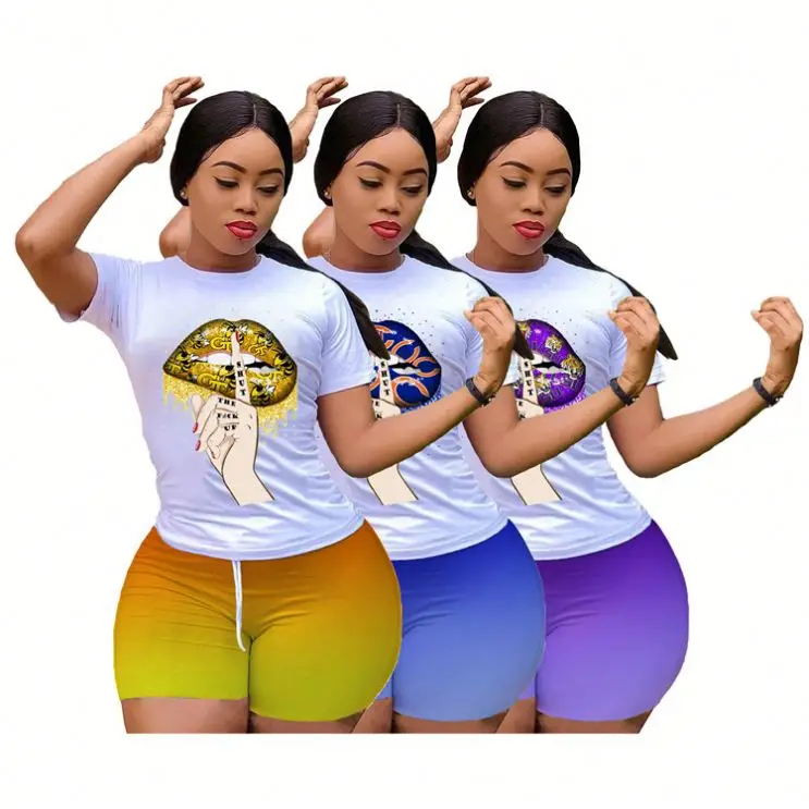 08045NB Newest Design Gradient Color Summer T Shirt And Short Pants Sexy 2 Pcs Track Suit Outfits Two Piece Set Women Clothing
08045NB Newest Design Gradient Color Summer T Shirt And Short Pants Sexy 2 Pcs Track Suit Outfits Two Piece Set Women Clothing