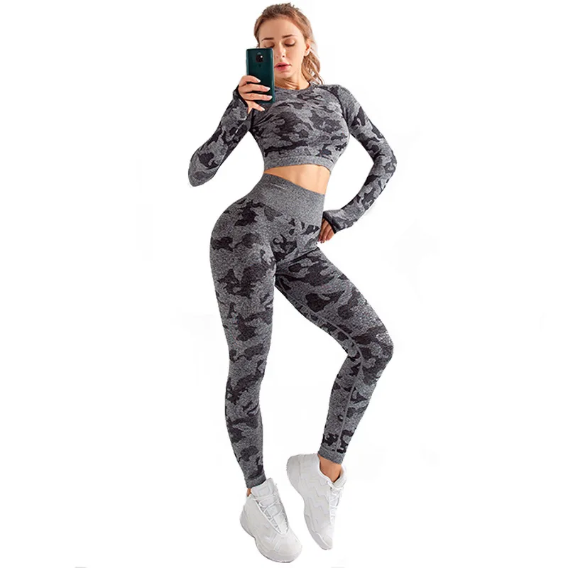 Ladies fitness compression camouflage stretch soft women leggings yoga 2pcs sets, Customized colors
Ladies fitness compression camouflage stretch soft women leggings yoga 2pcs sets, Customized colors