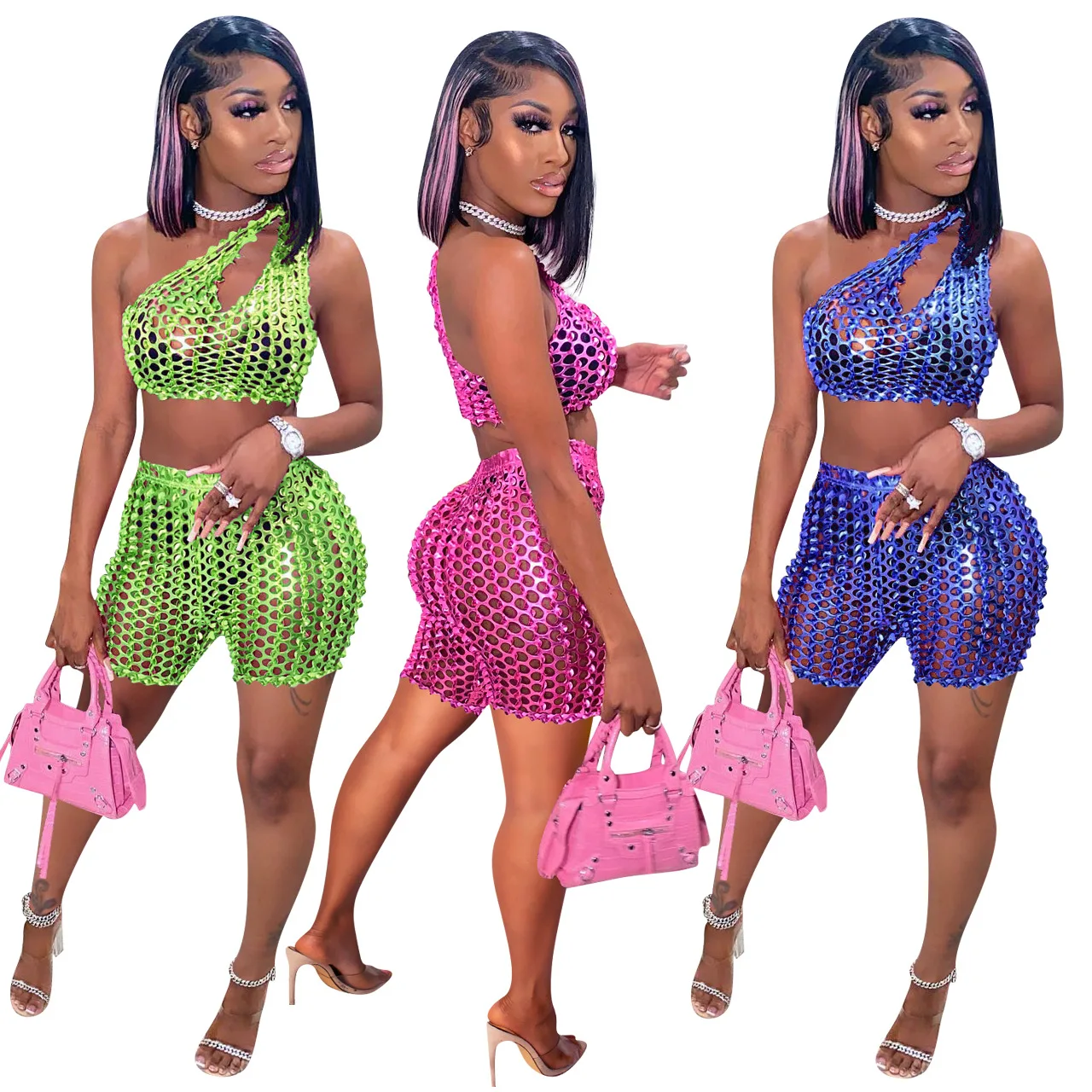 2022 Latest Models Sexy Hollow Out Sexy Club Outfit Solid Color One Shoulder Crop Top And Shorts Summer 2 Piece Set Women
2022 Latest Models Sexy Hollow Out Sexy Club Outfit Solid Color One Shoulder Crop Top And Shorts Summer 2 Piece Set Women