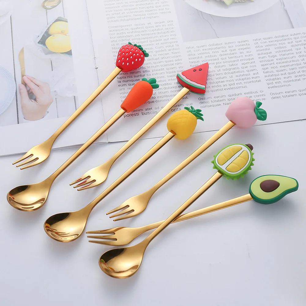 Factory Direct Custom Logo Silicone Cute Cartoon Fruit Spaceman Animal Shape Stainless Steel Fork And Desert Spoon
Factory Direct Custom Logo Silicone Cute Cartoon Fruit Spaceman Animal Shape Stainless Steel Fork And Desert Spoon