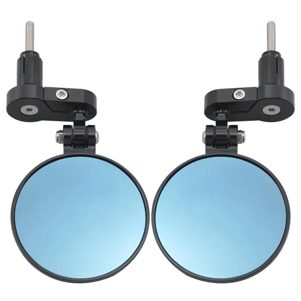 2Pcs Universal Motorcycle Mirror Aluminum Black 22mm Handle Bar End Rearview Side Mirrors Motor Accessories