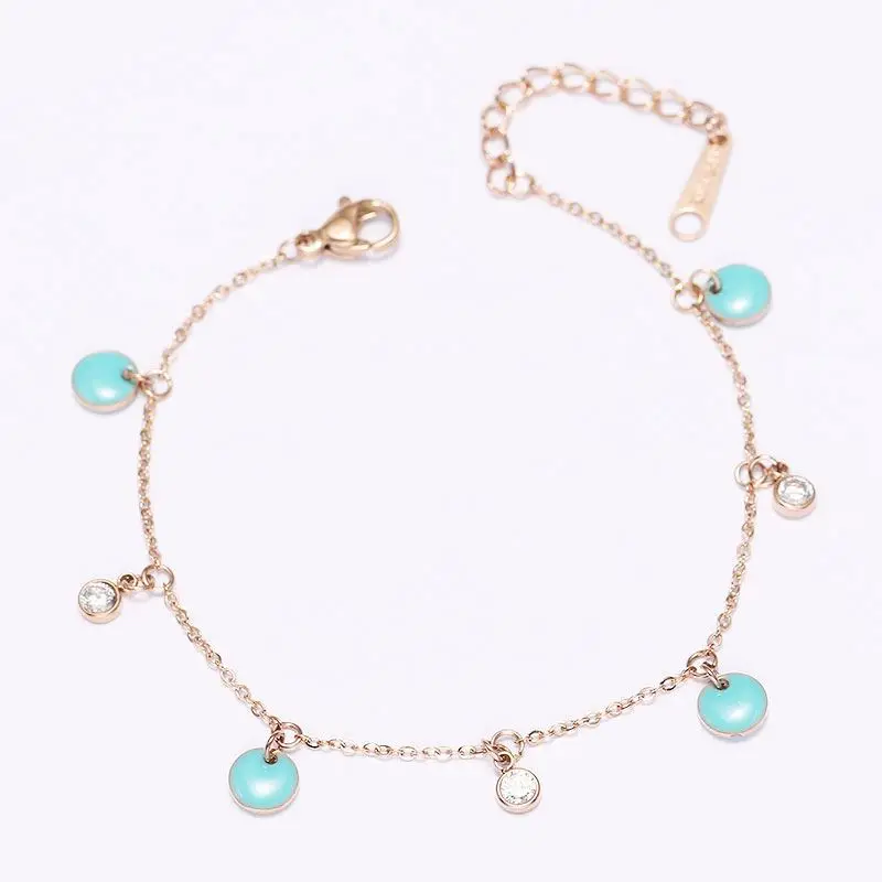 Dainty Zircon Turquoise Pendant Rose Gold Plated Fashion Stainless Steel Adjustable Chain Bracelet
Dainty Zircon Turquoise Pendant Rose Gold Plated Fashion Stainless Steel Adjustable Chain Bracelet