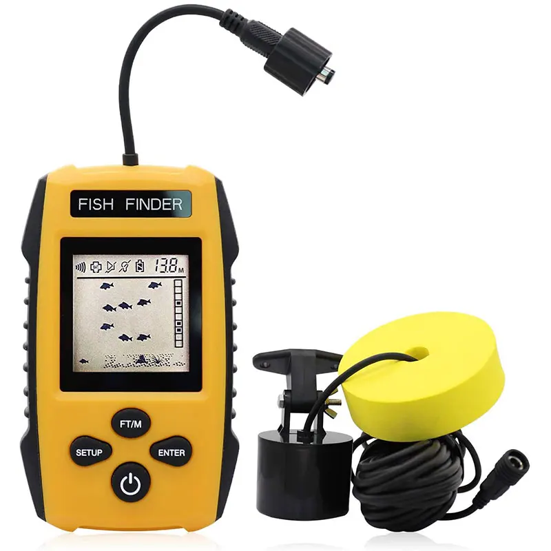 Portable Fish Finder, Contour Readout Handheld Fishfinder Depth Readout 3ft(1m) to 328ft (100m) 5 Modes Sensitivity Options
Portable Fish Finder, Contour Readout Handheld Fishfinder Depth Readout 3ft(1m) to 328ft (100m) 5 Modes Sensitivity Options