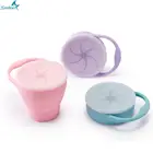 Spill Proof Toddler Kids Baby Food Storage Container Collapsible Baby Silicone Snack Cup with Lid