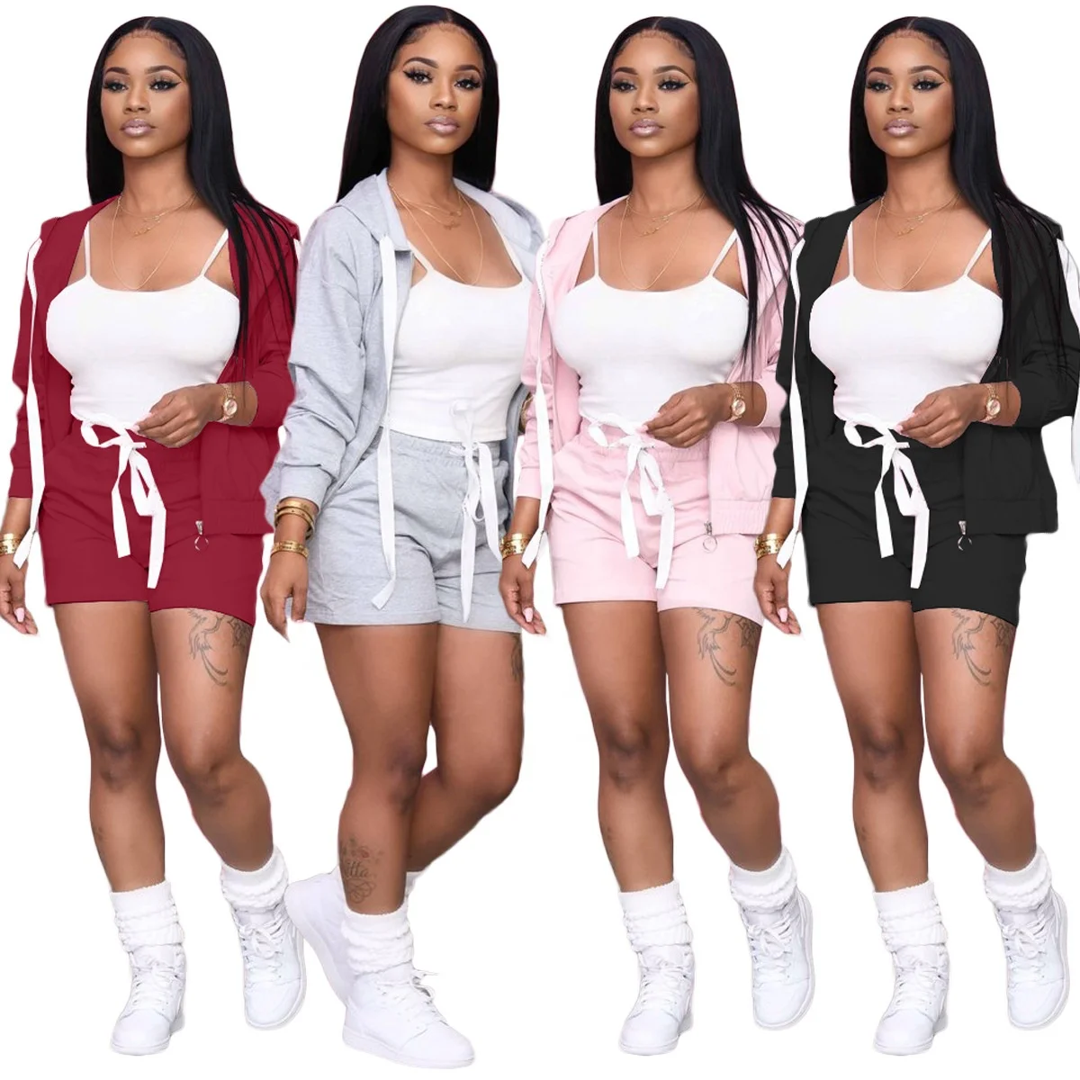 CL-AX9259 2021 Fashion Hoodie Jacket Coat Set Shorts Casual Summer hot sale Women's Summer Two Pieces Sets
CL-AX9259 2021 Fashion Hoodie Jacket Coat Set Shorts Casual Summer hot sale Women's Summer Two Pieces Sets