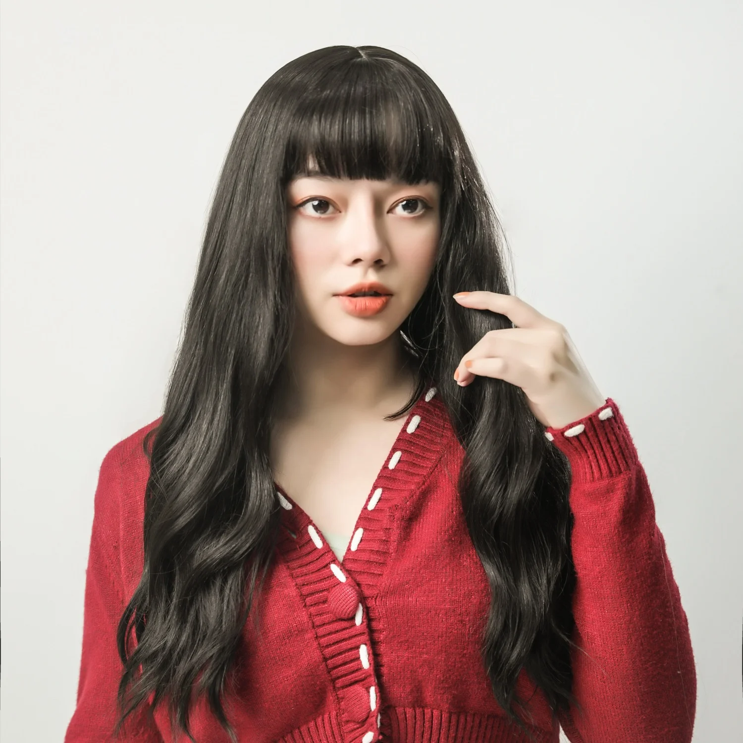 Women's Long Curly Hair Fashion Air Bangs Wig Full Headgear Water Ripple Wig, Picture
Women's Long Curly Hair Fashion Air Bangs Wig Full Headgear Water Ripple Wig, Picture
