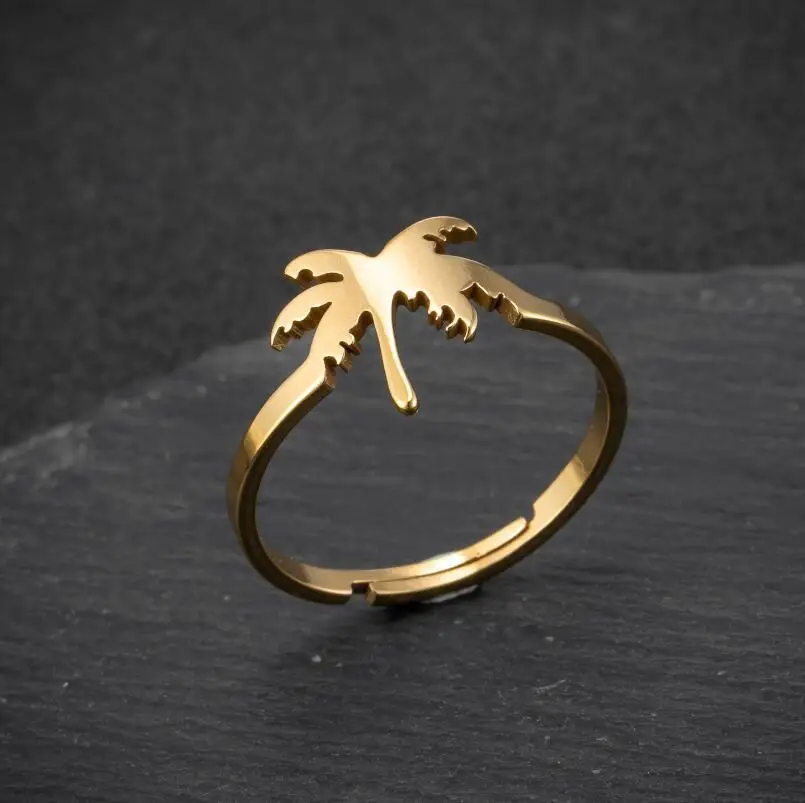 INS Popular 18K Real Gold Plating Titanium Steel Palm Tree Open Rings Stainless Steel Adjustable Rings For Women Girl
INS Popular 18K Real Gold Plating Titanium Steel Palm Tree Open Rings Stainless Steel Adjustable Rings For Women Girl