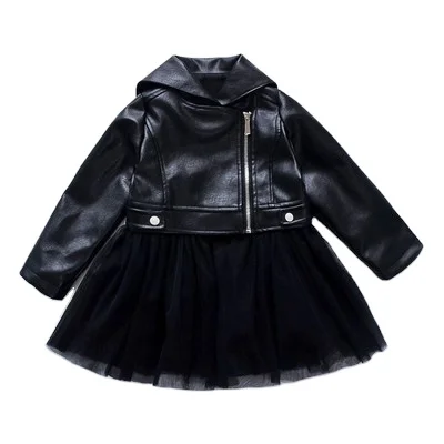 Girls stitching leather dress small children's autumn skirt baby jacket top two pieces kids clothing sets
Girls stitching leather dress small children's autumn skirt baby jacket top two pieces kids clothing sets