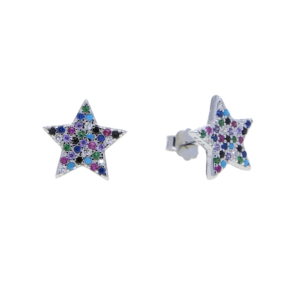 100% 925 sterling silver jewelry rainbow cz paved star stud earrings for women, Picture
100% 925 sterling silver jewelry rainbow cz paved star stud earrings for women, Picture