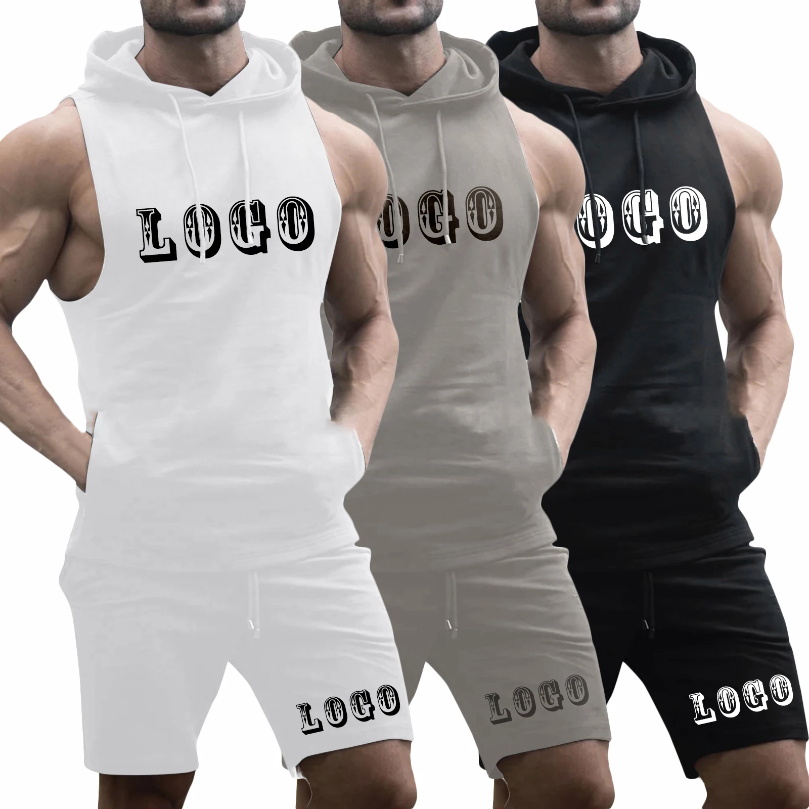 summer 2022 Custom Logo athletic jogging Sleeveless Hoodies And Shorts Set Slim Fitting Plain men's clothing Track Suits Sets
summer 2022 Custom Logo athletic jogging Sleeveless Hoodies And Shorts Set Slim Fitting Plain men's clothing Track Suits Sets