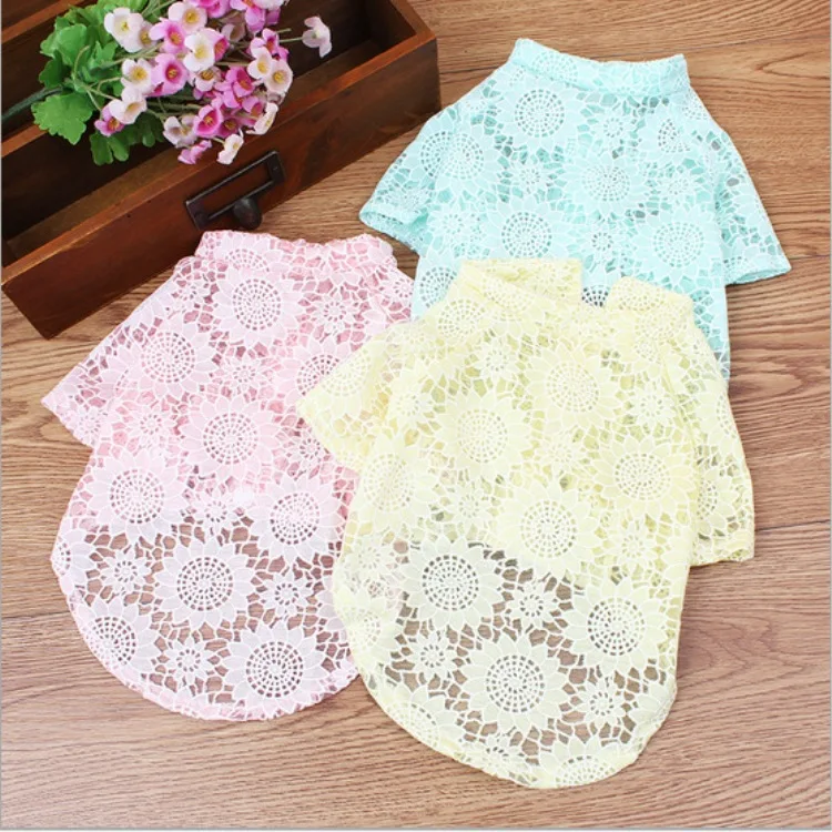 

Wholesale Hot Selling Spring Summer Pet Clothes Fancy Dog Luxury Lace Floral Puppy Clothes for Small Dogs