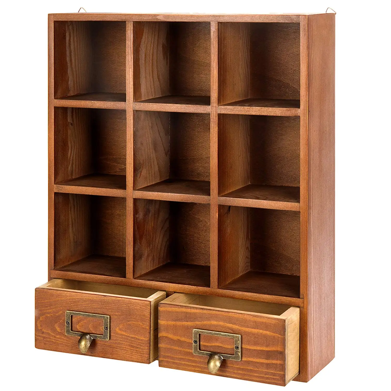 16.5 inch Vintage Freestanding Wooden Display Shelves with 2 Drawers Storage 9 Compartment Shadow Box, Customized color
16.5 inch Vintage Freestanding Wooden Display Shelves with 2 Drawers Storage 9 Compartment Shadow Box, Customized color