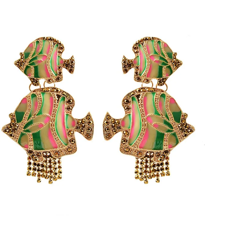 Charms Luxury Green Fish Tassel Earrings Women's Statement Cute Metal Drop Earrings, As picture
Charms Luxury Green Fish Tassel Earrings Women's Statement Cute Metal Drop Earrings, As picture