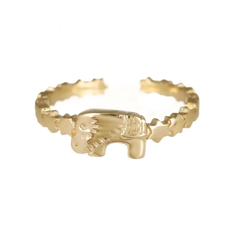 New Arrival Trendy Jewelry 14K Gold Plated Stainless Steel Opened Resizable Elephant Star Shaped Ring
New Arrival Trendy Jewelry 14K Gold Plated Stainless Steel Opened Resizable Elephant Star Shaped Ring