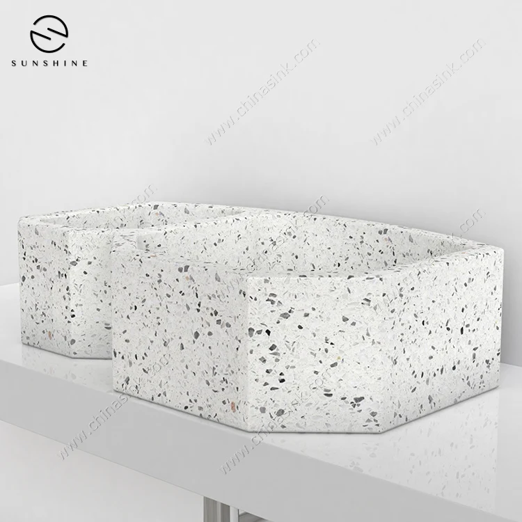 Customized Design Artificial Stone Inorganic Terrazzo Concrete Kitchen Sink