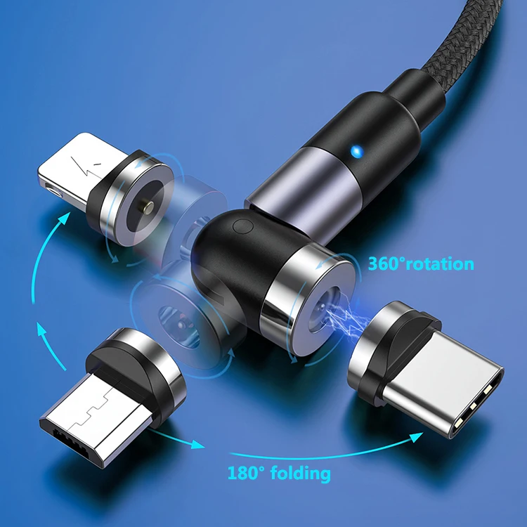 3 in 1 usb led light charger data cable type c micro 2.4A 540 180 degree three-in-one magnetic data cable, Black/red
3 in 1 usb led light charger data cable type c micro 2.4A 540 180 degree three-in-one magnetic data cable, Black/red