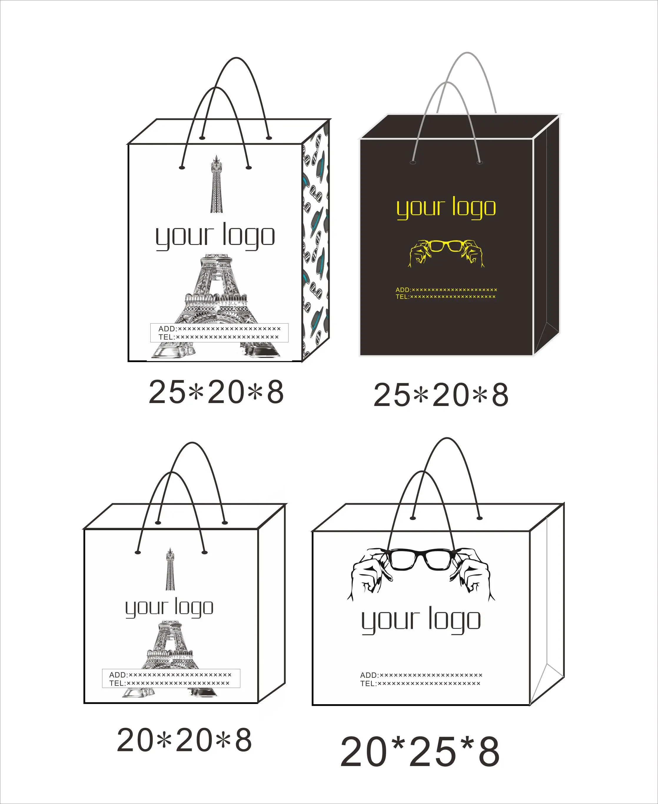 custom craft shopping brown kraft paper bag with