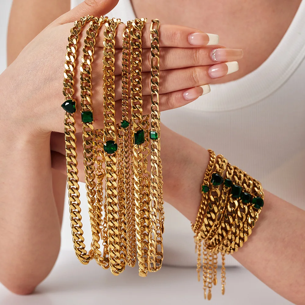 New Fashion Hip Hop Stainless Steel Zircon Necklace Bracelet With Gold Plated for Women
New Fashion Hip Hop Stainless Steel Zircon Necklace Bracelet With Gold Plated for Women